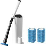 Kit de brosse wc jetable avec support mural - systme de nettoyage de toilettes jetable avec 16 ttes ...
