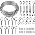 Kit de c�ble m�tallique en acier inoxydable de 30 m / 2 mm avec tendeur de fil robuste m5 kit de rouleau ...