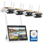 Kit camra de surveillance wifi extrieur sans fil 4mp avec panneau solaire 10 cran nvr vision nocturne ...