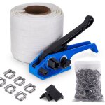 Kit de cerclage manuel ? tendeur 13?19 mm 100?m sangle textile 100 boucles métal 20 coins plastique Kit de cerclage manuel ? tendeur 13?19 mm 100?m sangle textile 100 boucles métal 20 coins plastique