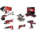 Kit chantier sans fil einhell ? meuleuse scies perceuse ponceuse + 2 batteries 4. 0ah + chargeur