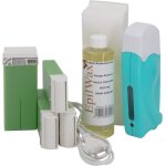 Kit chauffe cire pilation professionnelle avec 4 x recharges roll on cire  l?alo vera100 x bandes ...