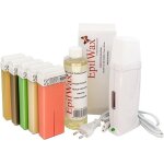 Kit chauffe cire pilation professionnelle avec 5 x recharges roll on cire chocolat / vanille / rose ...