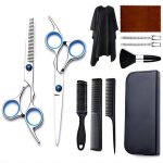 Kit ciseaux de coiffure - acier inoxydable - amincissants professionnels - noir - tous types de cheveux ...