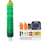 Kit clture electrique - vevor - 121x3048 m clture en pe avec chargeur solaire / poteaux  double extrmit ...