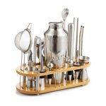Kit de cocktails avec support en bois ensemble professionnel 23 pi�ces en acier inoxydable de 750 ml ...