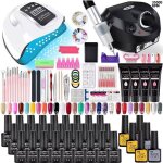 Kit complet manucure gel acrylique avec lampe uv led ponceuse 27 couleurs base et top coat accessoires ...