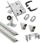 Kit complet portail coulissant roue acier gorge u en applique Ø80x20mm + rail 6m estebro Kit complet portail coulissant roue acier gorge u en applique Ø80x20mm + rail 6m estebro