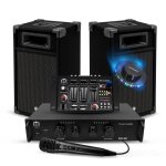 Kit complet sono 300w bm sonic bms - dj300 initiation dj enceintes ampli table de mixage bluetooth usb ...