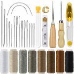 Kit de couture en cuir 29 pi�ces aiguilles � coudre fil cordon ruban � mesurer d� � coudre bricolage ...