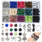 Kit cr�ation bijoux en pierres naturelles - 473 pi�ces dont perles de cristal outils et accessoires complet ...