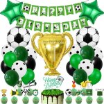 Kit decoration anniversaire football g�ant ballons football avec happy birthday banni�re ballons aluminium ...