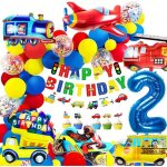 Kit decoration anniversaire garcon 2 ans ballon 2 ans anniversaire voiture ballon enfant garon cars ...