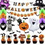Kit décoration halloween55 pcs ensemble décorations de fête de halloween ballon en aluminium etc halloween ... Kit décoration halloween55 pcs ensemble décorations de fête de halloween ballon en aluminium etc halloween ...