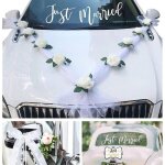 Kit de dcoration de voiture de mariage blancguirlande de mariagedcoration de voituredcoration florale ...