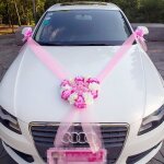 Kit de d�coration de voiture mariage luxe fushia - rose - blanc 8 pi�ces voiture de mari�s bouquet fleurs ...