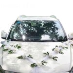 Kit d�coration voiture mariage - xvx - 11 roses blanches - tulle 160cm - installation facile