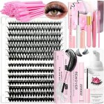 Kit dextensions de cils 280 pi�ces longueur 9 - 16 mm 30d + 40d dissolvant de cils et de mastic eye - ...