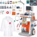 Kit de docteur enfants marsee chariot m�dical et st�thoscope jeu �ducatif pour enfants de 3 � 5 ans