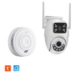 Kit double camra extrieure kyf rotative ip 3mp wifi vision nocture couleur + dtecteur de fume connect ...