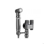 Kit douche hyginique graphite gris douchette  main wc dbit rglable avec tuyau flexible 2m robinet ...