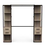 Kit dressing 2 colonnes avec penderie couleur ch�ne / noit mat - largeur 210 x profondeur 415 x hauteur ...