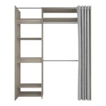 Kit dressing extensible 1 colonne 2 penderies avec rideau couleur ch�ne clair - largeur 1111 x profondeur ...