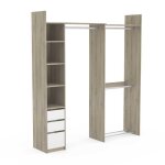 Kit dressing extensible 1 colonne 3 penderies couleur ch�ne / blanc mat - largeur 1997 x profondeur 439 ...