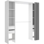 Kit - dressing extensible avec rideau et 4 tiroirs - suit - blanc - l 180 - 113 x p 50 x h 205 cm