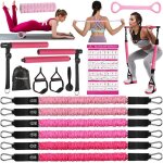 Kit elastique musculation barre de pilates avec 6 bandes elastiques 20 - 180lbs longueur rglable & ancrage ...