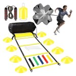 Kit entranement football : chelle 6 m 8 cnes parachute corde 5 bandes