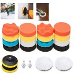Kit ponges polissage voiture ? 22 pices + adaptateur 3 (lustrage carrosserie mtal ? compatible perceuse) ...