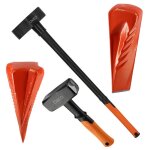 Kit fendeur de bche manuel bois - 4 outils - 2 coins  bois clateur acier forg - 1 fendeur grand manche ...