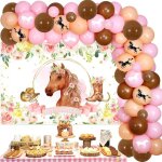 Kit de guirlande de ballons pour chevaux toile de fond pour photo de cheval rose pour les filles th�me ...