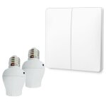 Kit interrupteur sans fil et sans pile pr�t � poser - 1 bouton poussoir double allumage + 2 douilles ...