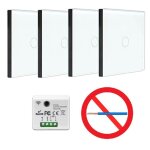 Kit interrupteur sans fil tactile et sans neutre requis - boutons va et vient pr�t � poser ? 4 t�l�commande ...