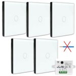 Kit interrupteur sans fil tactile et sans neutre requis - boutons va et vient pr�t � poser ? 5 t�l�commande ...