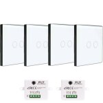 Kit interrupteur sans fil tactile pr�t � poser - 4 interrupteurs double allumage sans fil silencieux ...