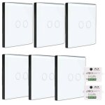 Kit interrupteur sans fil tactile prt  poser - 6 interrupteurs double allumage sans fil silencieux ...