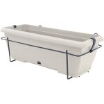 Kit jardini�re avec support en m�tal et plateau int�gr� - garden id teramo - blanc 50 cm - effet de pierre ...
