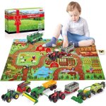 Kit de jeu oriate 34 pi�ces tracteur de ferme camion moul� jouet 12 cm tapis 120x80 cm