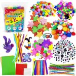 Kits de loisirs cr�atifs bricolageavec pompons yeux oscillants paillettes tissu de feutre fleurs eva ...