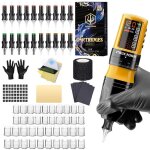Kit de machine  tatouer rotative sans fil avec 20 aiguilles 1 batteries rechargeables pour dbutants(hm158) ...