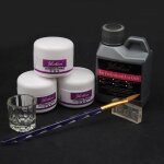 Kit de manucure - rsine poudre acrylique liquide - brosse  ongles - couleur blanc - keeper