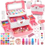 Kit de maquillage pour enfants - lavable - mallette de maquillage pour enfants - jouet avec collier et ...
