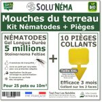 Kit nmatodes 5 millions + 10 piges collants xxl - contre les mouches du terreau - pour traiter 25 pots ...