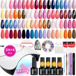 Kit ongle gel uv complet 24pcs 72 effets vernis gel uv semi permanent avec lampe uv / led 36w( top coat ...
