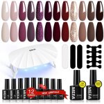 Kit ongle gel uv complet 6 w lampe 19pcs kit vernis semi permanent nude violet rouge marron paillet� ...