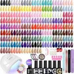 Kit ongle gel uv complet 60 couleurs vernis semi permanent avec 48w lampe uv ongles gel base de paillet ...