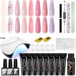 Kit ongle gel uv complet 8 couleurs 15ml lampe uv ongles gel avec 36w lampe uv ongles et base et top ...